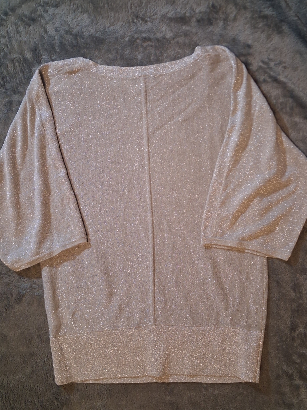 Y2K Talbots Metallic Silver Gray Boatneck Sweater Medium Petite Shiny Knit - Picture 3 of 9